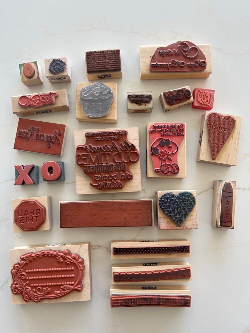 Wooden Rubber Stamp Lot - Mixed Designs and Sweet Sayings - Picture 2 of 8